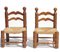 Wicker and Oak Chairs by Charles Dudouyt, 1940s, Set of 2 2