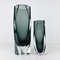 Hand-Cut Grey Faceted Sommerso Murano Glass Gotham Collection Vases by Mandruzzato, Italy, 1970s, Set of 2 1