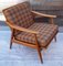 Vintage Club Chair with a Brown Beech Frame & Patterned Wool Cushion from Bergmann, 1970s 5