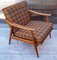 Vintage Club Chair with a Brown Beech Frame & Patterned Wool Cushion from Bergmann, 1970s, Immagine 5