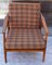 Vintage Club Chair with a Brown Beech Frame & Patterned Wool Cushion from Bergmann, 1970s 3