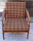 Vintage Club Chair with a Brown Beech Frame & Patterned Wool Cushion from Bergmann, 1970s, Imagen 3