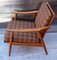 Vintage Club Chair with a Brown Beech Frame & Patterned Wool Cushion from Bergmann, 1970s, Immagine 8