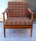 Vintage Club Chair with a Brown Beech Frame & Patterned Wool Cushion from Bergmann, 1970s 1
