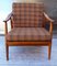 Vintage Club Chair with a Brown Beech Frame & Patterned Wool Cushion from Bergmann, 1970s, Immagine 1