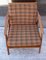 Vintage Club Chair with a Brown Beech Frame & Patterned Wool Cushion from Bergmann, 1970s 2