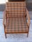 Vintage Club Chair with a Brown Beech Frame & Patterned Wool Cushion from Bergmann, 1970s, Imagen 2