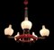 Vintage Bronze Chandelier in Red in the Style of Stilnovo, 1950s, Image 10