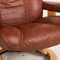 Brown Leather Stressless Consul Recliner Armchair & Stool, Set of 2 4
