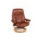 Brown Leather Stressless Consul Recliner Armchair & Stool, Set of 2 7