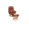 Brown Leather Stressless Consul Recliner Armchair & Stool, Set of 2, Image 1