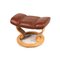 Brown Leather Stressless Consul Recliner Armchair & Stool, Set of 2 12