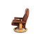Brown Leather Stressless Consul Recliner Armchair & Stool, Set of 2 11