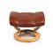 Brown Leather Stressless Consul Recliner Armchair & Stool, Set of 2 15