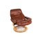 Brown Leather Stressless Consul Recliner Armchair & Stool, Set of 2 3