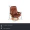 Brown Leather Stressless Consul Recliner Armchair & Stool, Set of 2 2
