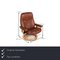 Brown Leather Stressless Consul Recliner Armchair & Stool, Set of 2, Image 2