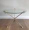 Neoclassical Style Round Brass Tripod Coffee Table with Doe Feet and Glass Top from Maison Jansen, France, 1960s 1