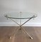 Neoclassical Style Round Brass Tripod Coffee Table with Doe Feet and Glass Top from Maison Jansen, France, 1960s, Image 1