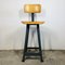 Industrial Metal Stool with Backrest, Image 1