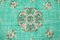 Vintage Turkish Oriental Handmade Green Oushak Wool Hallway Rug with Farmhouse Decor 4