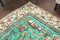 Vintage Turkish Oriental Handmade Green Oushak Wool Hallway Rug with Farmhouse Decor 6