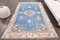 Vintage Turkish Oriental Handmade Blue Oushak Wool Hallway Rug with Farmhouse Decor 1