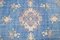Vintage Turkish Oriental Handmade Blue Oushak Wool Hallway Rug with Farmhouse Decor, Imagen 4
