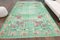 Vintage Turkish Oriental Handmade Green Oushak Wool Hallway Rug with Farmhouse Decor, Immagine 1