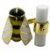 Berca Hand Enameled Bee Shaped White Agate Yellow Gold Cufflinks, Set of 2 3