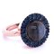 Berca Blue Sapphire Round Natural Labradorite Cabochon Rose Gold Cocktail Ring 3