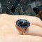 Berca Blue Sapphire Round Natural Labradorite Cabochon Rose Gold Cocktail Ring 8