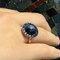 Berca Blue Sapphire Round Natural Labradorite Cabochon Rose Gold Cocktail Ring 9