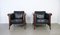 Black Leather Esprit Armchairs, France, 1980s, Set of 2 2