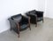 Black Leather Esprit Armchairs, France, 1980s, Set of 2, Image 3