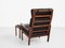 Mid-Century Danish Lounge Chair and Ottoman in Teak and Leather by Illum Wikkelsø for Niels Eilersen, Set of 2, Image 2