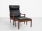 Mid-Century Danish Lounge Chair and Ottoman in Teak and Leather by Illum Wikkelsø for Niels Eilersen, Set of 2, Image 1