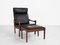 Mid-Century Danish Teak and Leather Lounge Chair and Ottoman by Illum Wikkelsø for Niels Eilersen 1