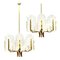 Large Glass & Brass Chandeliers by Orrefors for Carl Fagerlund, Set of 2 1
