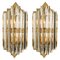 Italian Murano Glass and Gilt Brass Sconces in the Style of Venini, Set of 2 1