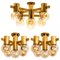 Brass and Glass Light Fixtures in the Style of Jakobsson, 1960s, Set of 3 1