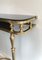 Neoclassical Style Brass and Lacquered Metal Console with Blueish Glass & Palm Leaf Decoration, France, 1940s, Image 6