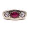 Men's Ring in 14K Gold with Ruby and Rosette Cut Diamonds, 1960s, Immagine 1