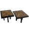Black Resin Side Tables with Inlay in Tiger Eye by E. Allemeersch, Set of 2 1