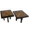 Black Resin Side Tables with Inlay in Tiger Eye by E. Allemeersch, Set of 2, Image 1