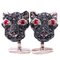 Gold, 3.55kt Black Diamond & 0.32kt Red Ruby Cougar Head Cufflinks from Berca, Image 1