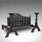 Vintage English Medieval Revival Fireplace Set with Fire Basket & Grate in Iron 2