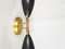 Brass, Black & White Metal Sconce, 1950s, Immagine 3