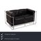 Black Leather LC2 Sofa by Cassina for Le Corbusier 2