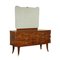 Dresser in Burl Veneer, Brass & Back-Treated Glass with Mirror, Italy, 1950s, Image 1